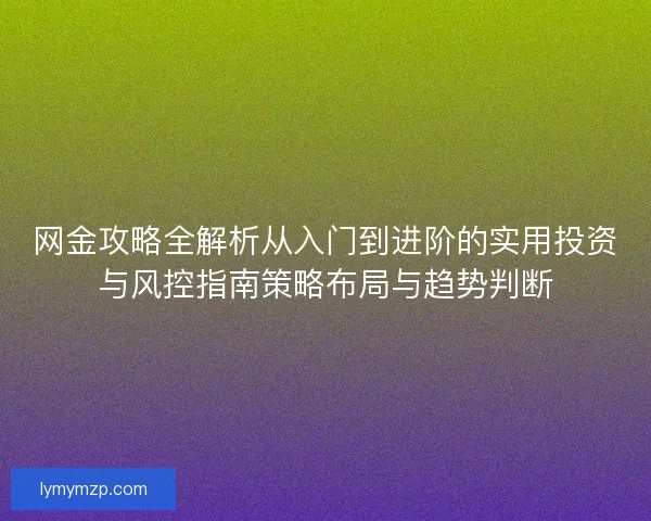 网金攻略全解析从入门到进阶的实用投资与风控指南策略布局与趋势判断