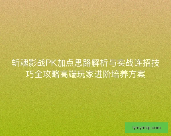 斩魂影战PK加点思路解析与实战连招技巧全攻略高端玩家进阶培养方案