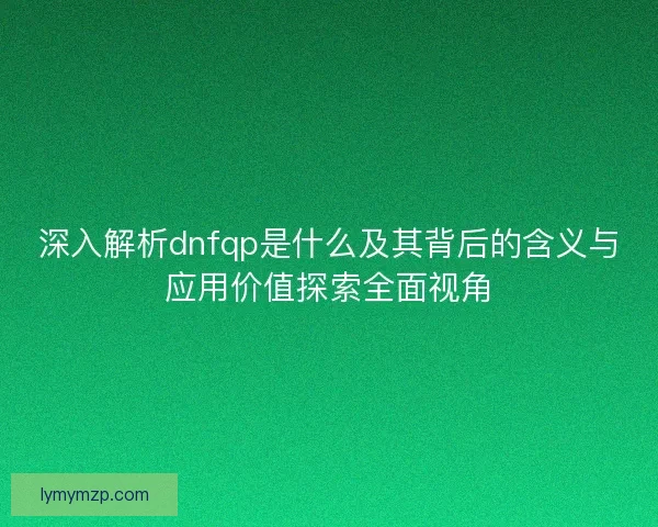 深入解析dnfqp是什么及其背后的含义与应用价值探索全面视角