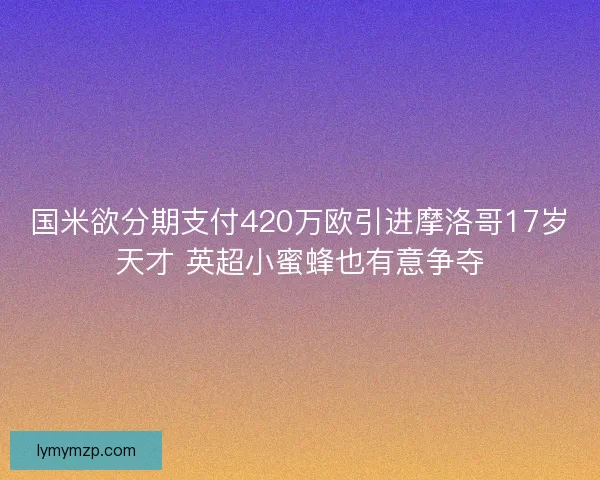 国米欲分期支付420万欧引进摩洛哥17岁天才 英超小蜜蜂也有意争夺